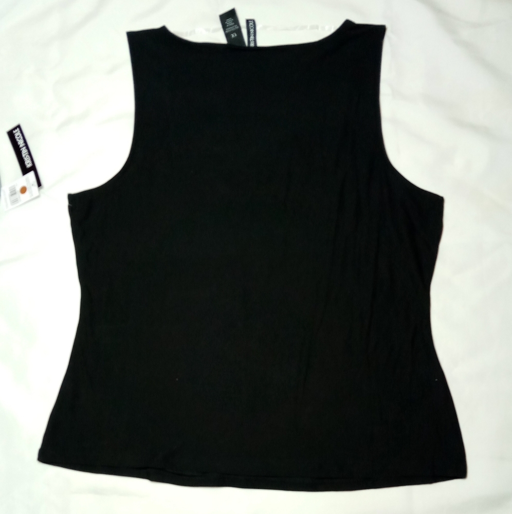 Kristin Nicole Black Clean Finish Square Neck Fitted Tank Top Sz 1X - Picture 5 of 9